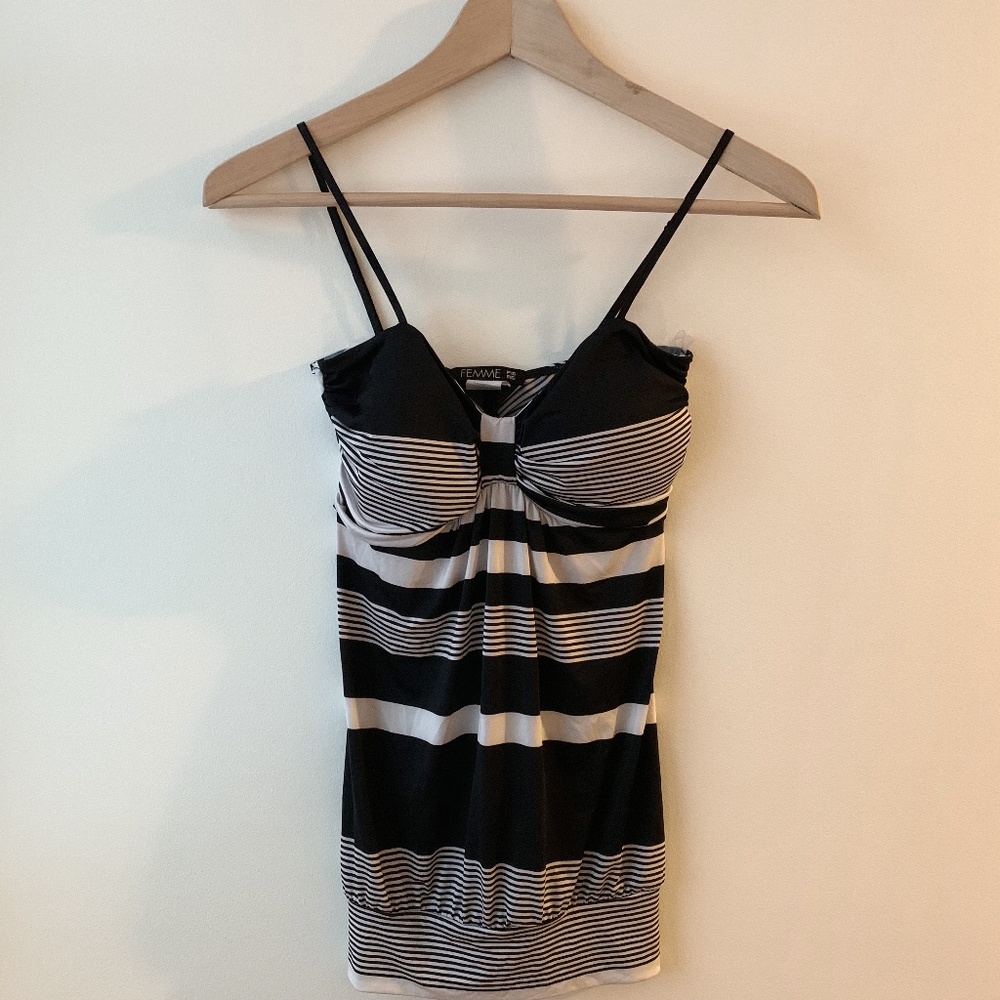 FEMME Black & White Dressy Tank